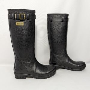 Pendleton Heritage Tall Embossed Rain Boots Black Aztec Pattern Women 7